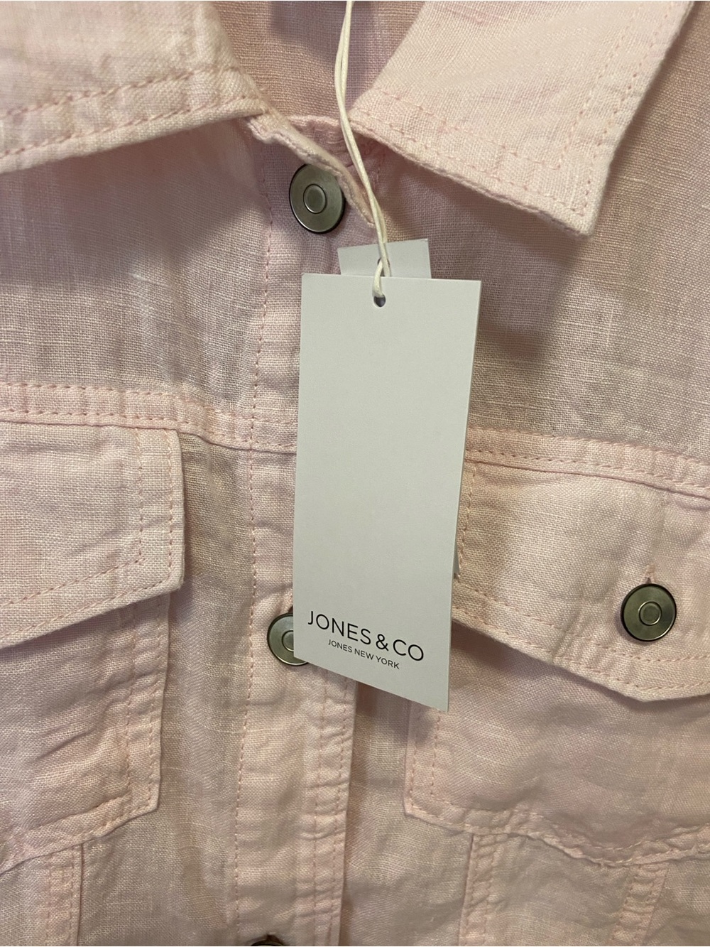 🩷Jones New York Light Pink Lightweight Washable Linen 
Jean Jacket🩷 - Picture 7 of 13